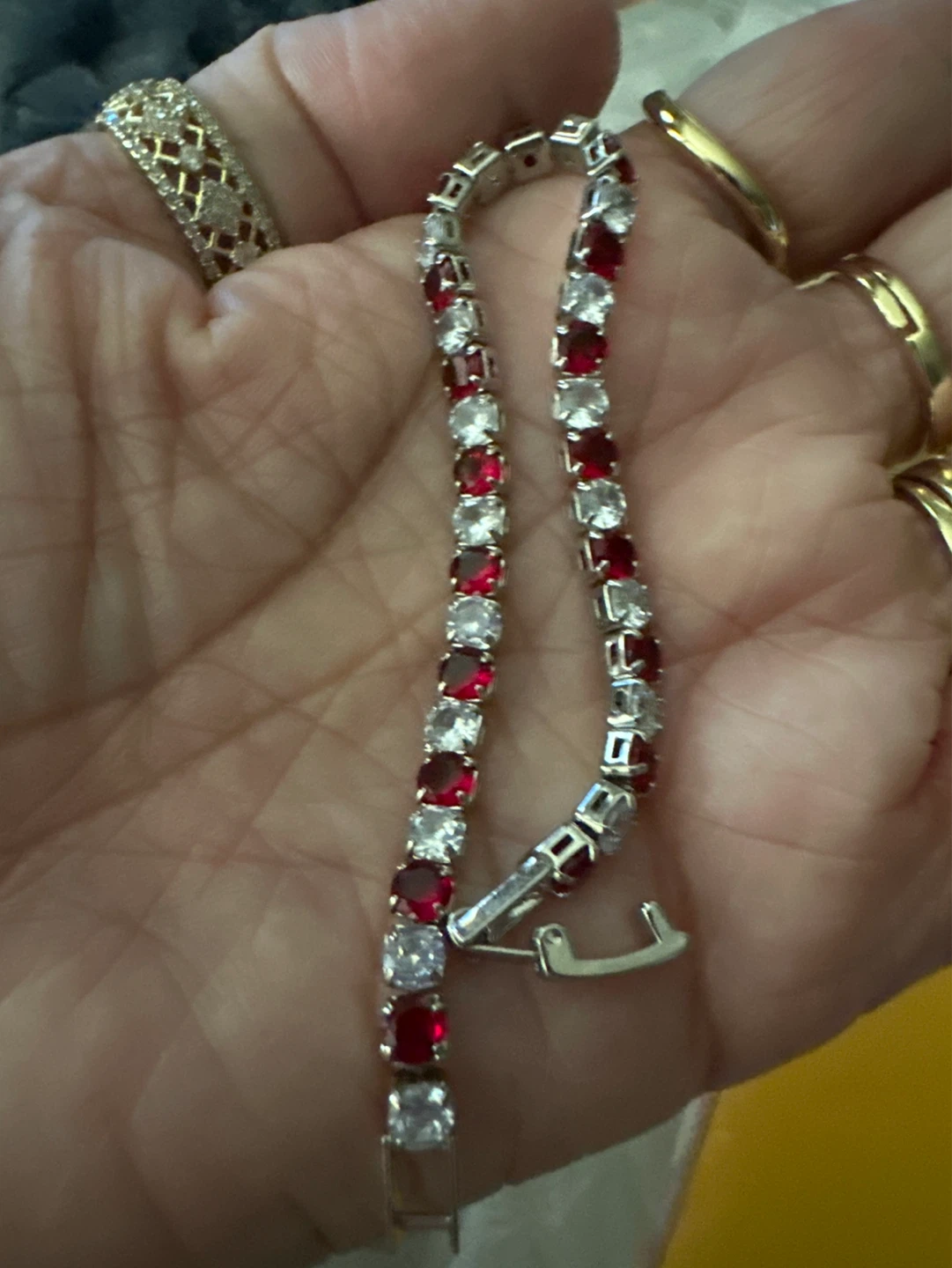 Red and Clear Stone silver Tennis Bracelet - photo 2