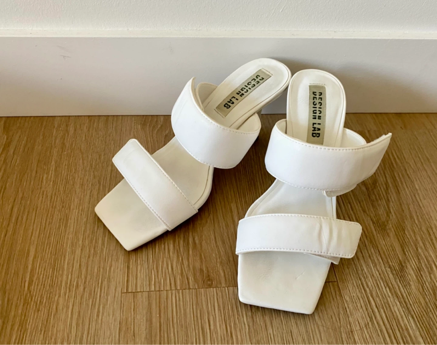 Design Lab White Heeled Mules