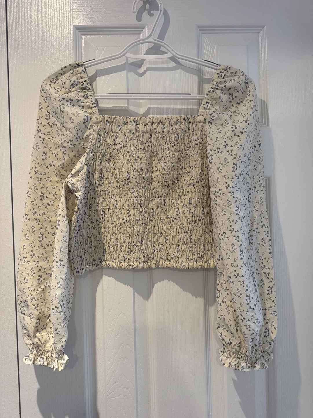 Floral Smocked Square Neck Top