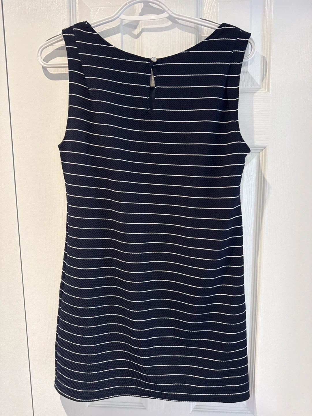 Navy and White Striped Sleeveless Tops - photo 2