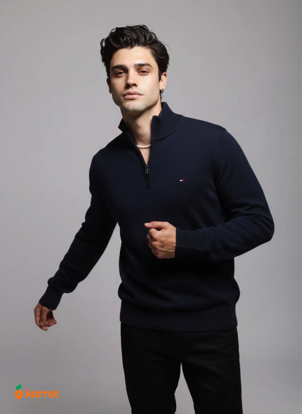 Tommy Hilfiger Navy Quarter Zip Sweater