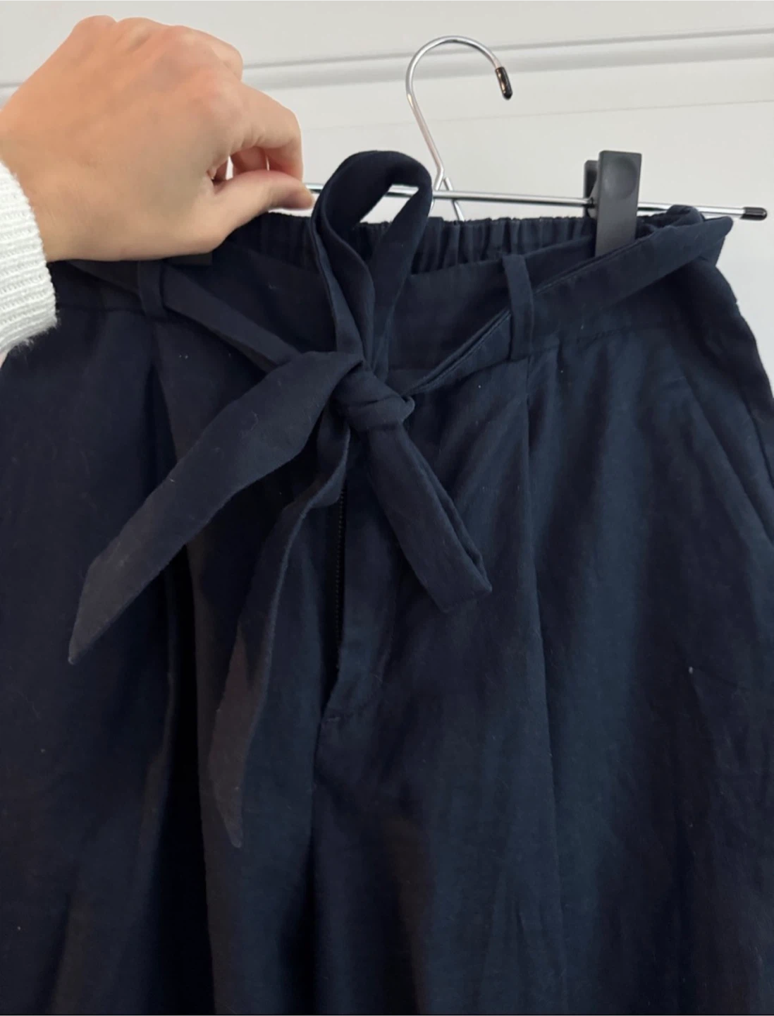 UNIQLO Blue High-Waist Wide-Leg Tie Pants Size S - photo 3