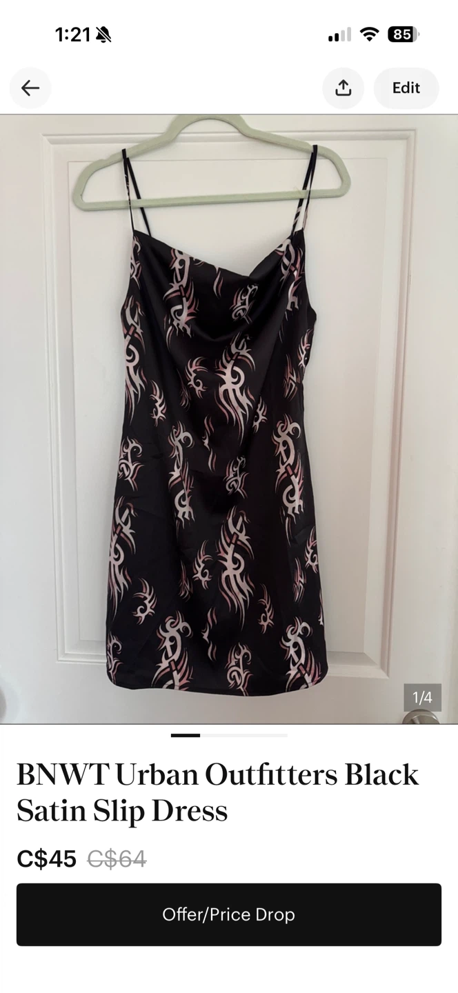 Urban Outfitters Black Satin Slip Dress