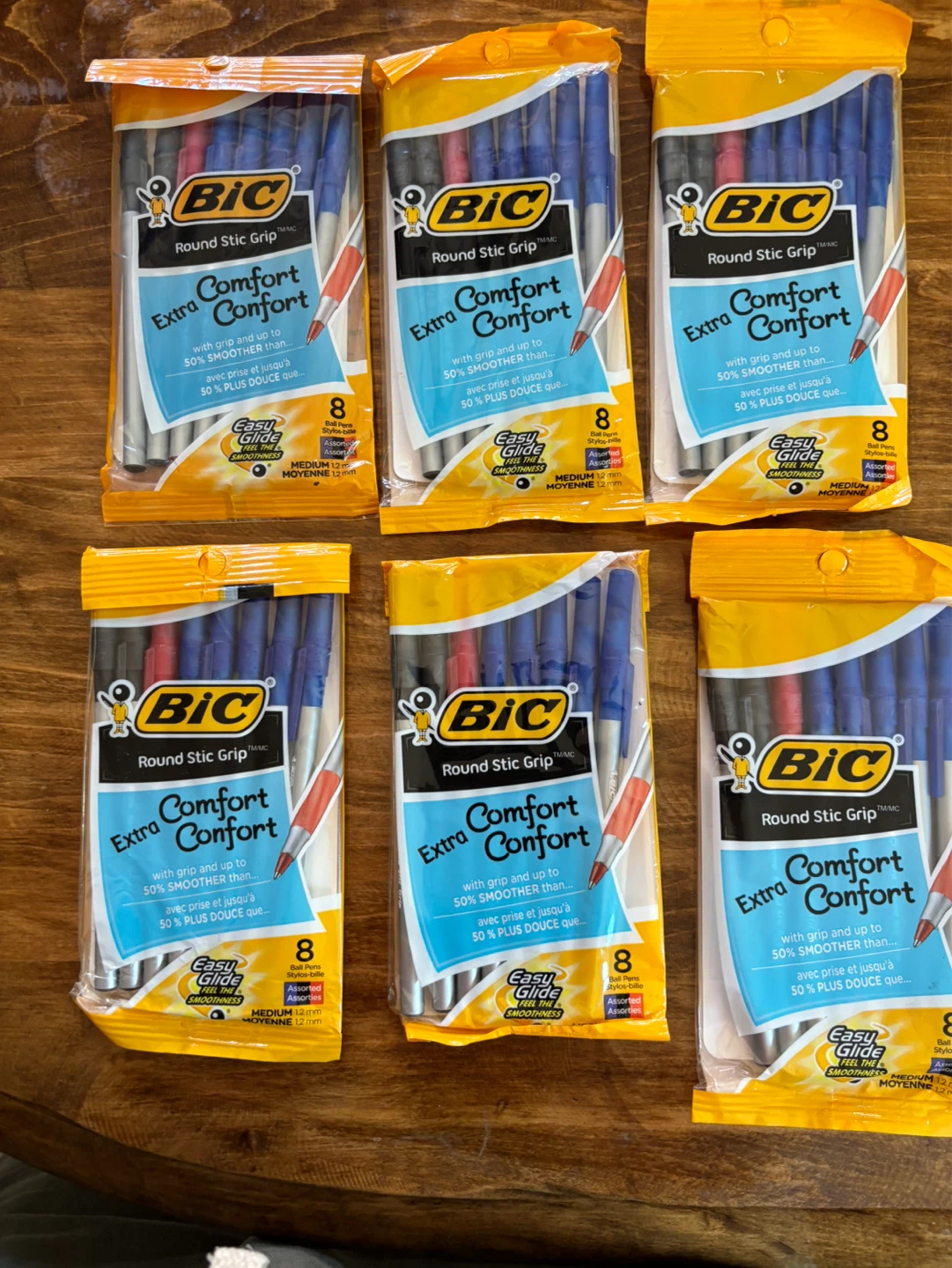 BIC Round Stic Grip Ball Pens - 6 Packs of 8 !