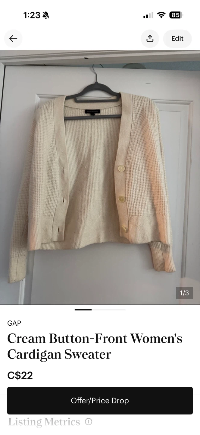 GAP Cream Button-Front Women's Cardigan Sweater