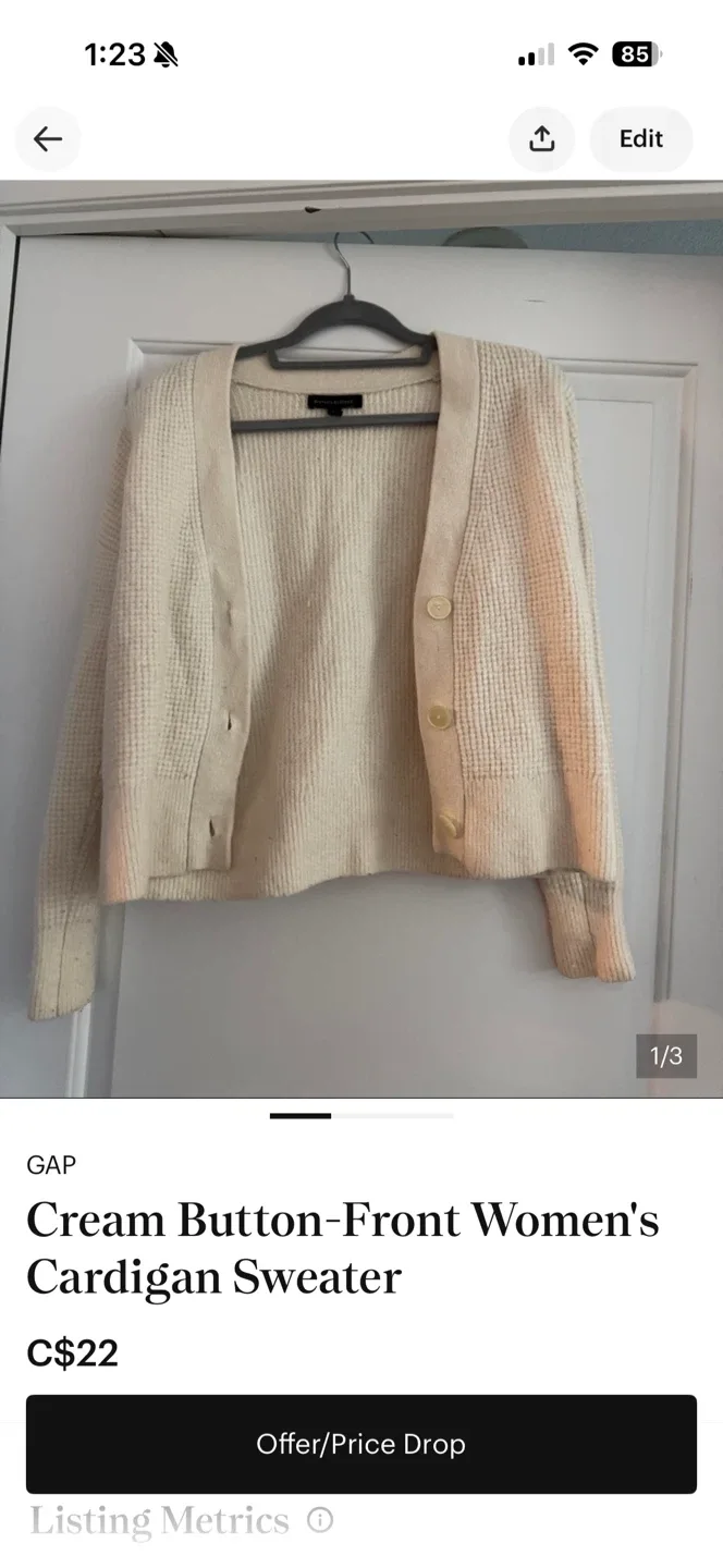 GAP Cream Button-Front Women's Cardigan Sweater