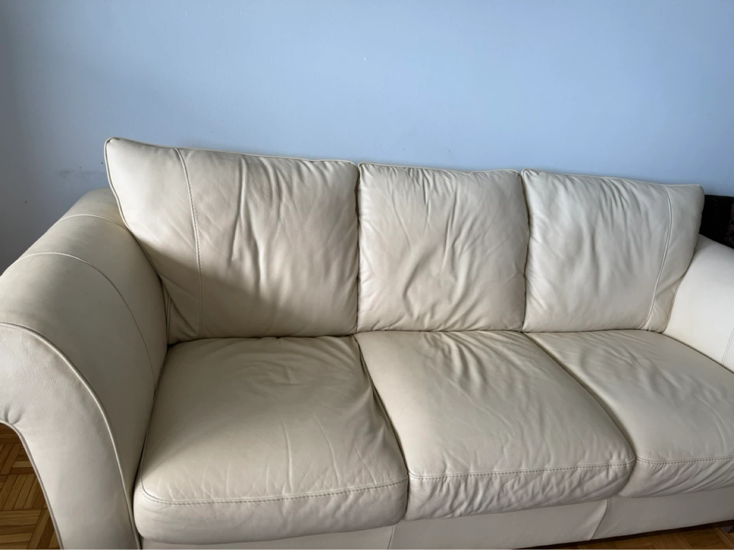 Cream Leather Sofa -$150