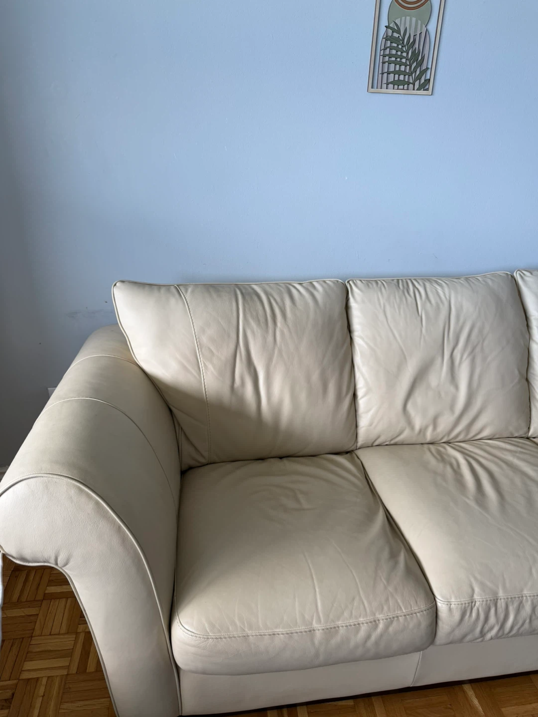 Cream Leather Sofa -$150 - photo 2
