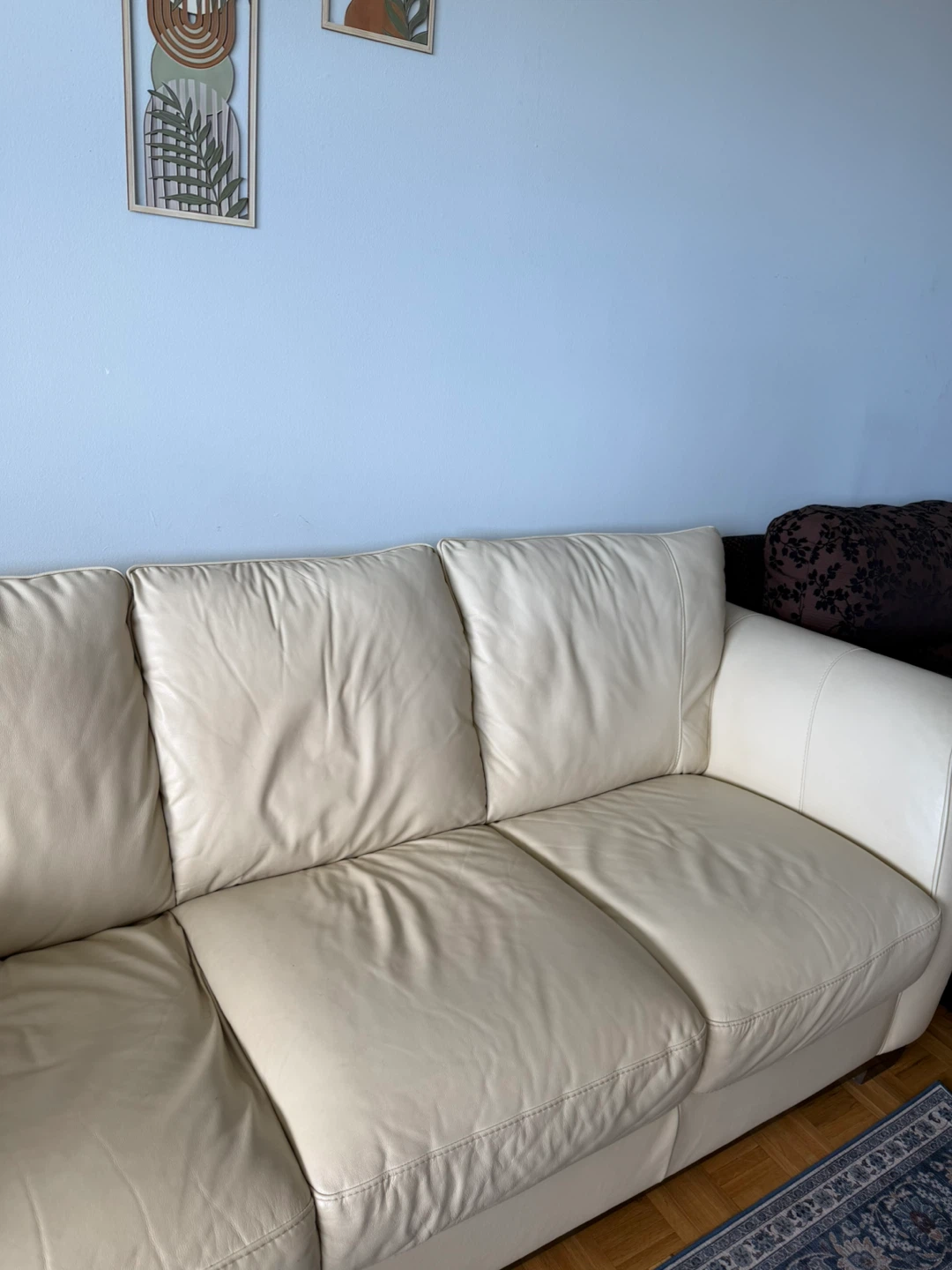 Cream Leather Sofa -$150 - photo 3