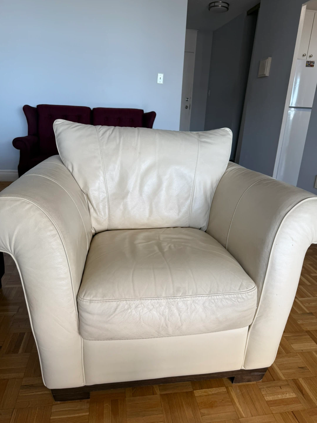 Cream Leather Sofa -$150 - photo 4