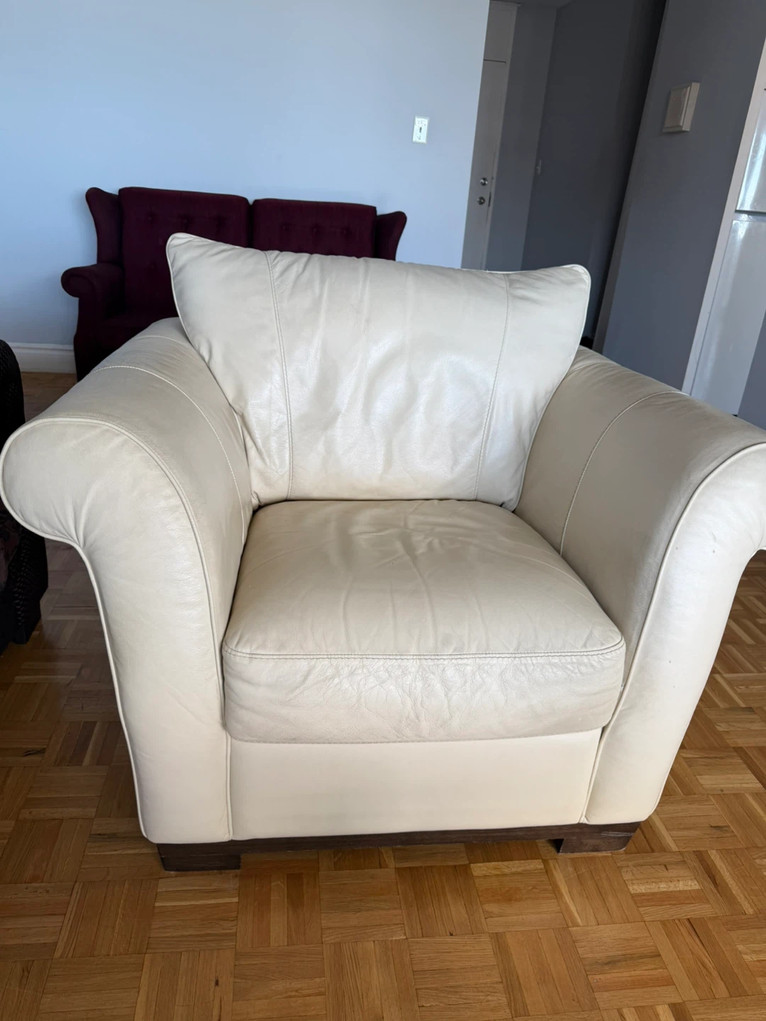 Cream Leather Sofa -$150 - photo 5