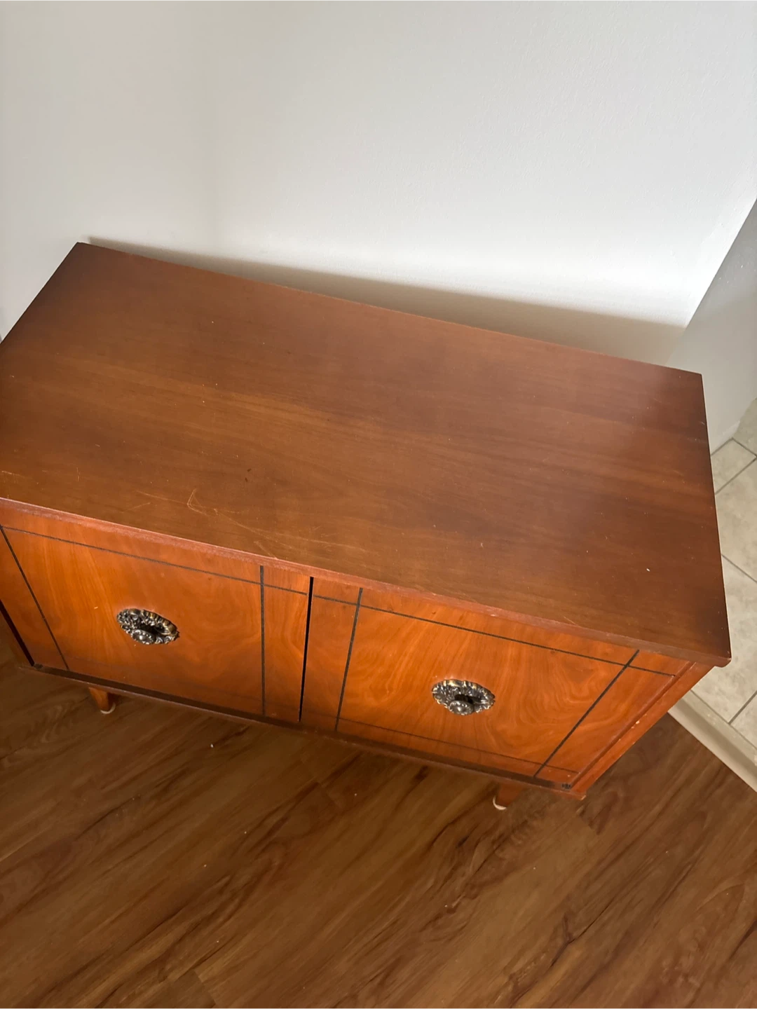 Vintage Wood Cabinet with Record Holder - photo 3