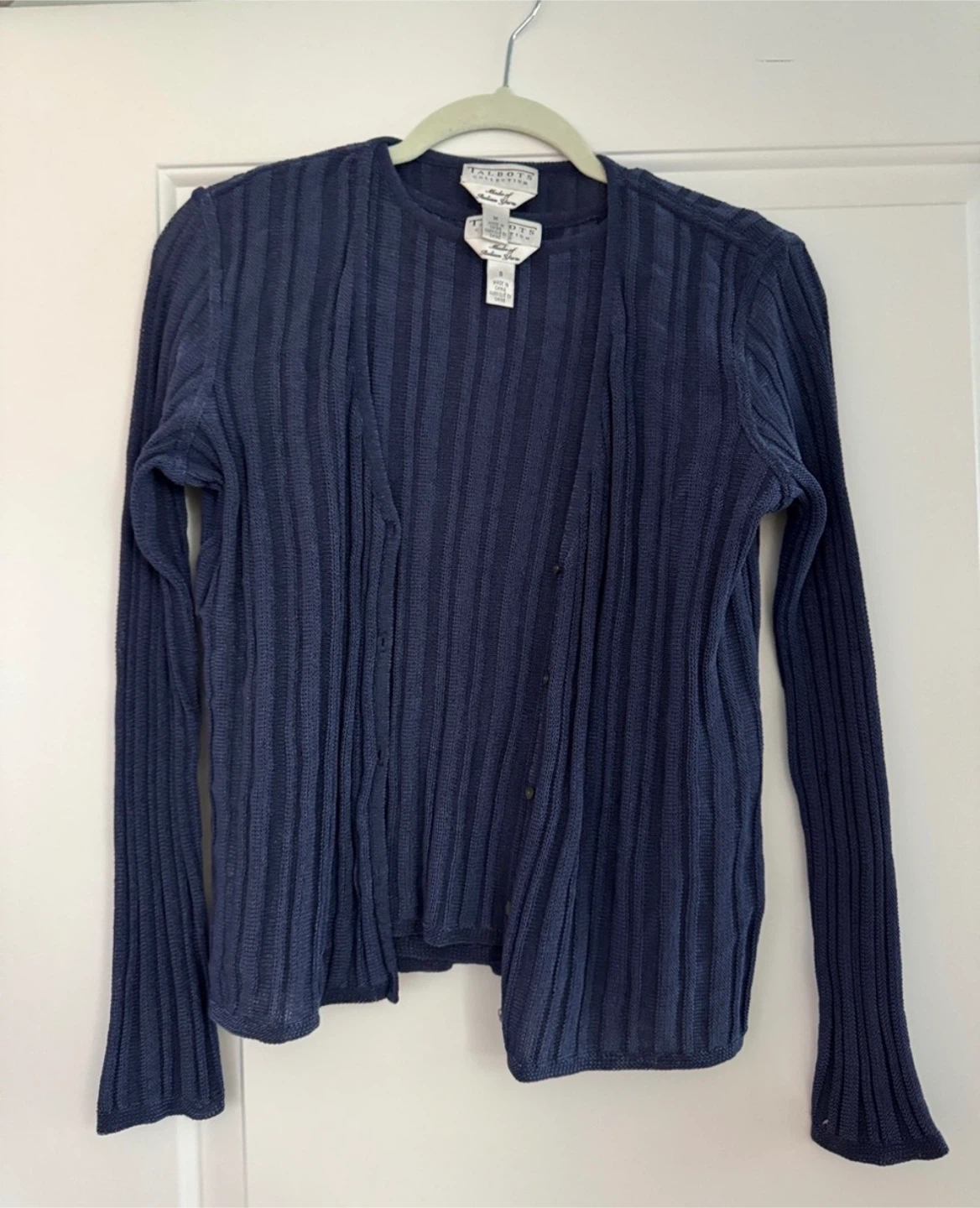 Talbots Navy Ribbed Open-Front Cardigan and Tank Top Set - photo 2
