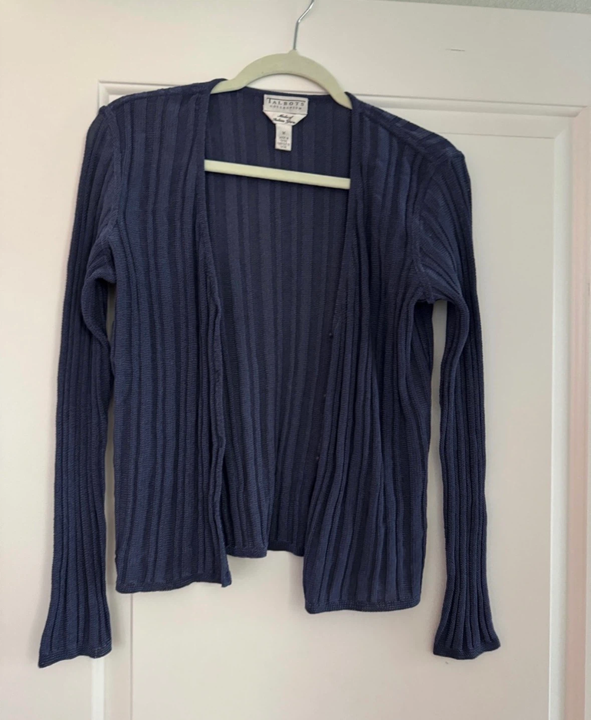 Talbots Navy Ribbed Open-Front Cardigan and Tank Top Set - photo 3