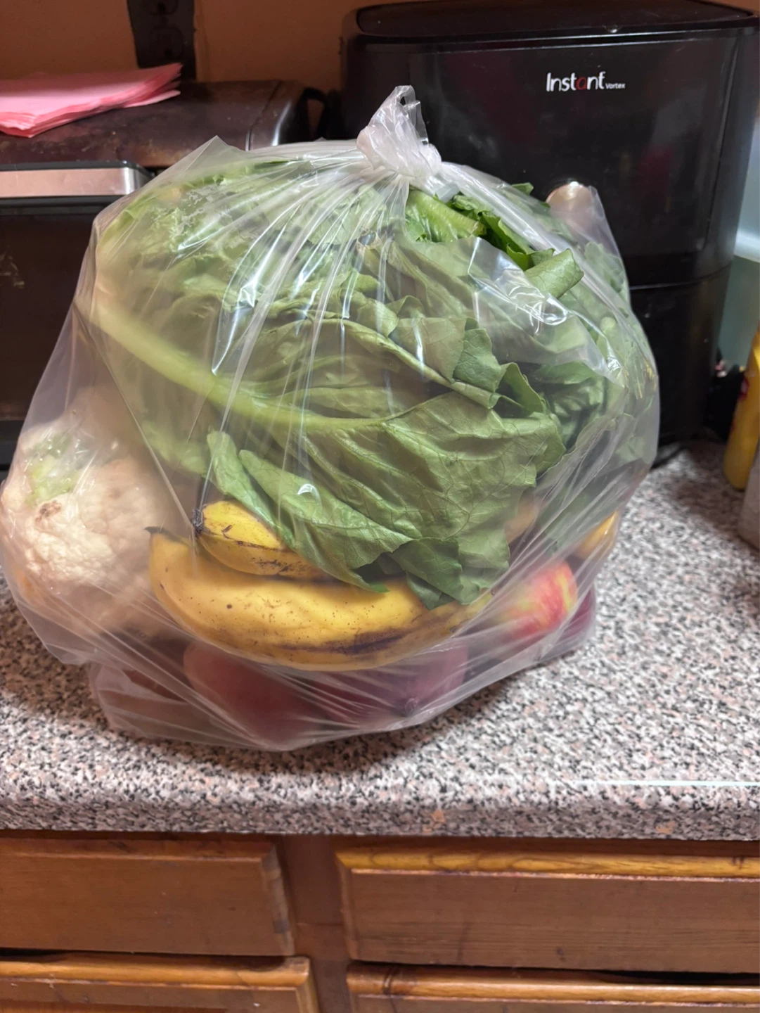 Bag of Fresh Produce - Lettuce, Apples, Bananas, Cauliflower
