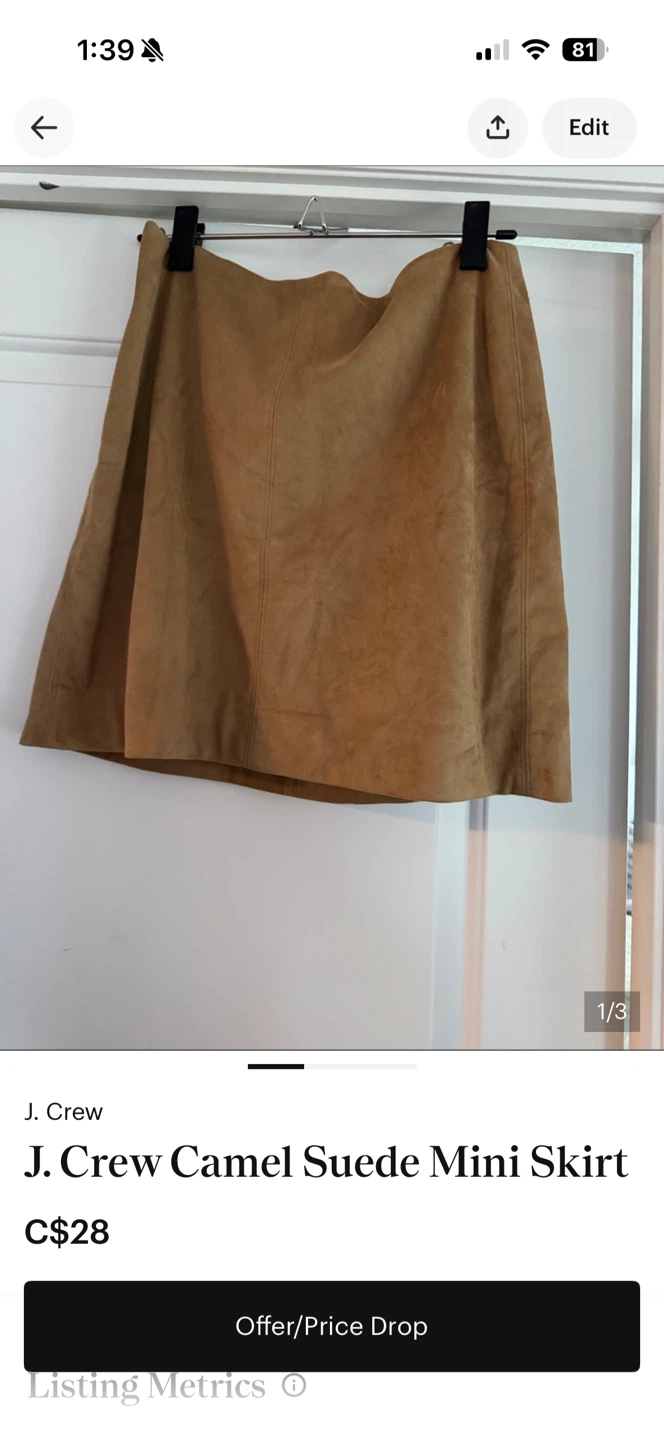 J. Crew Camel Suede Mini Skirt