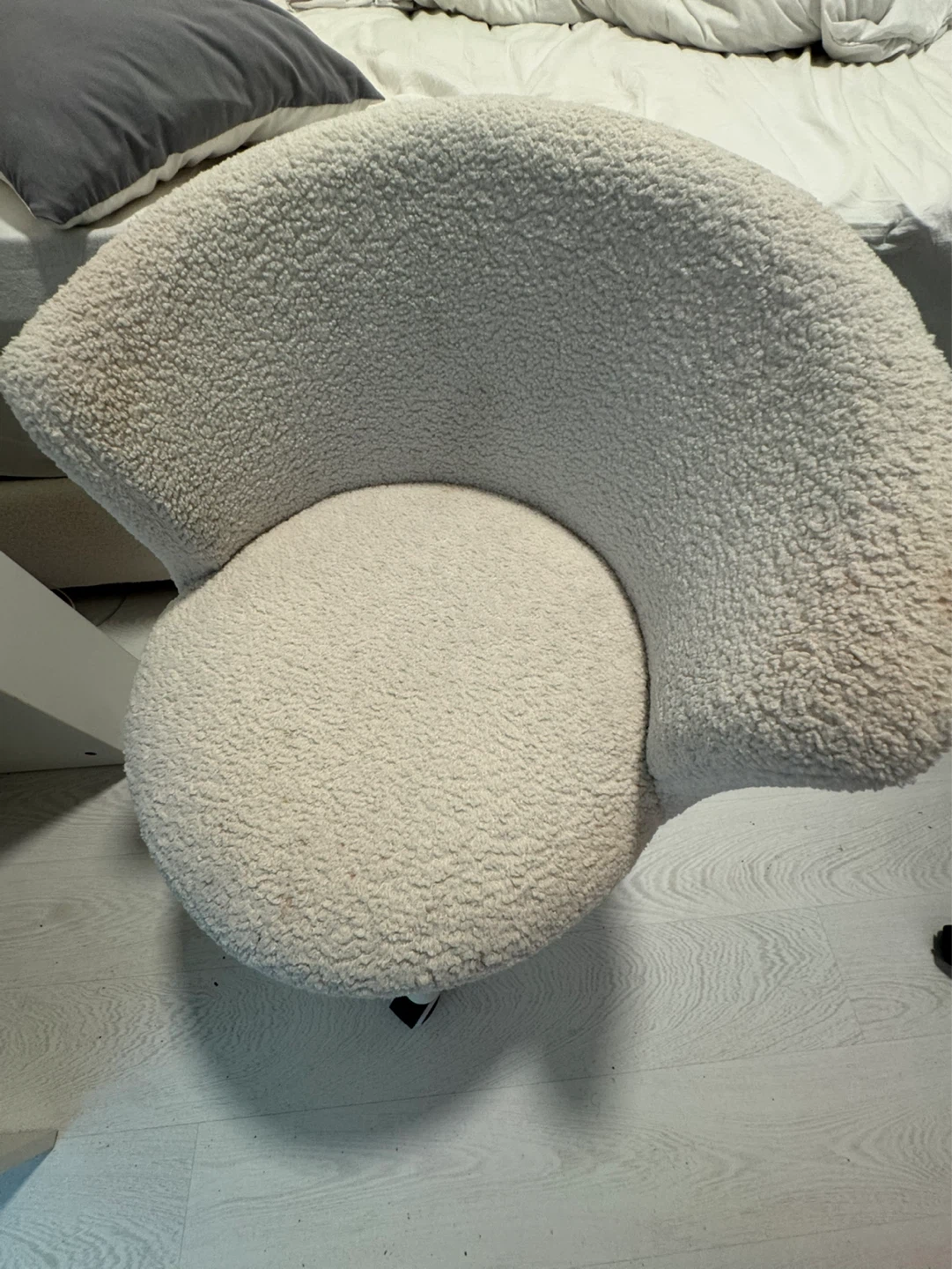 Cream Sherpa Accent Chair with Swivel Base - photo 2