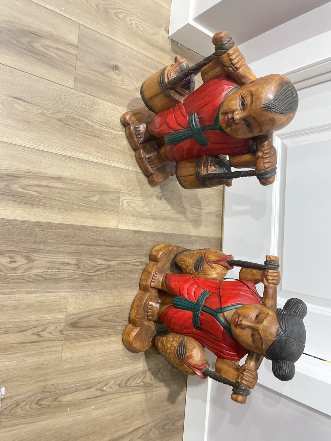 Hand Carved Wooden Figurines - Set of 2