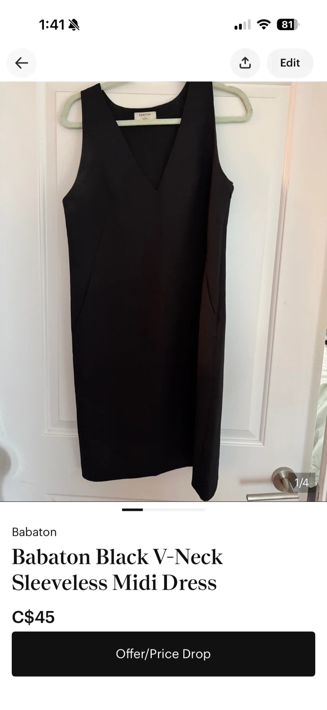 Babaton Black V-Neck Sleeveless Midi Dress