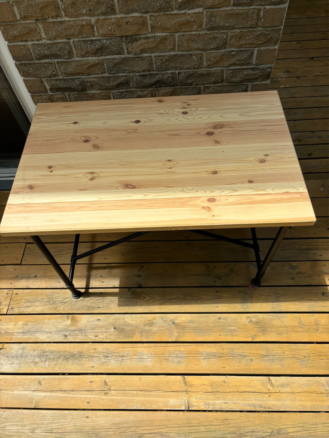 Pine Wood Top Table with Metal Legs - photo 2