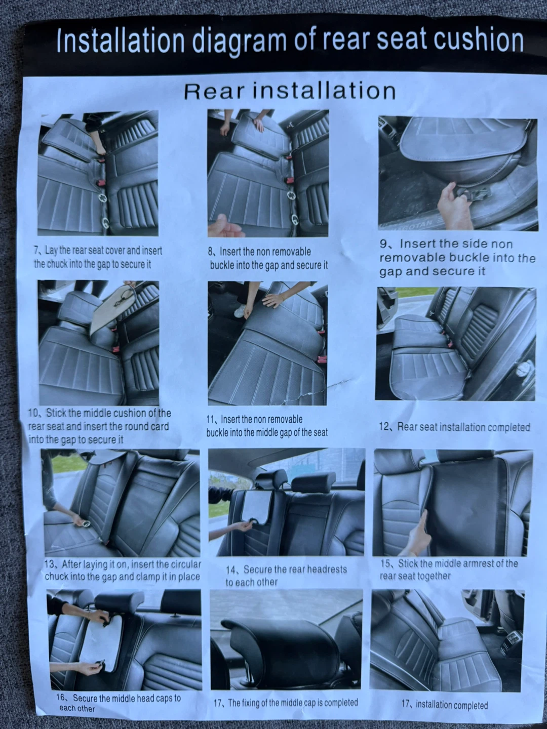 Black Faux Leather Car Seat Covers with White Stitching - photo 2