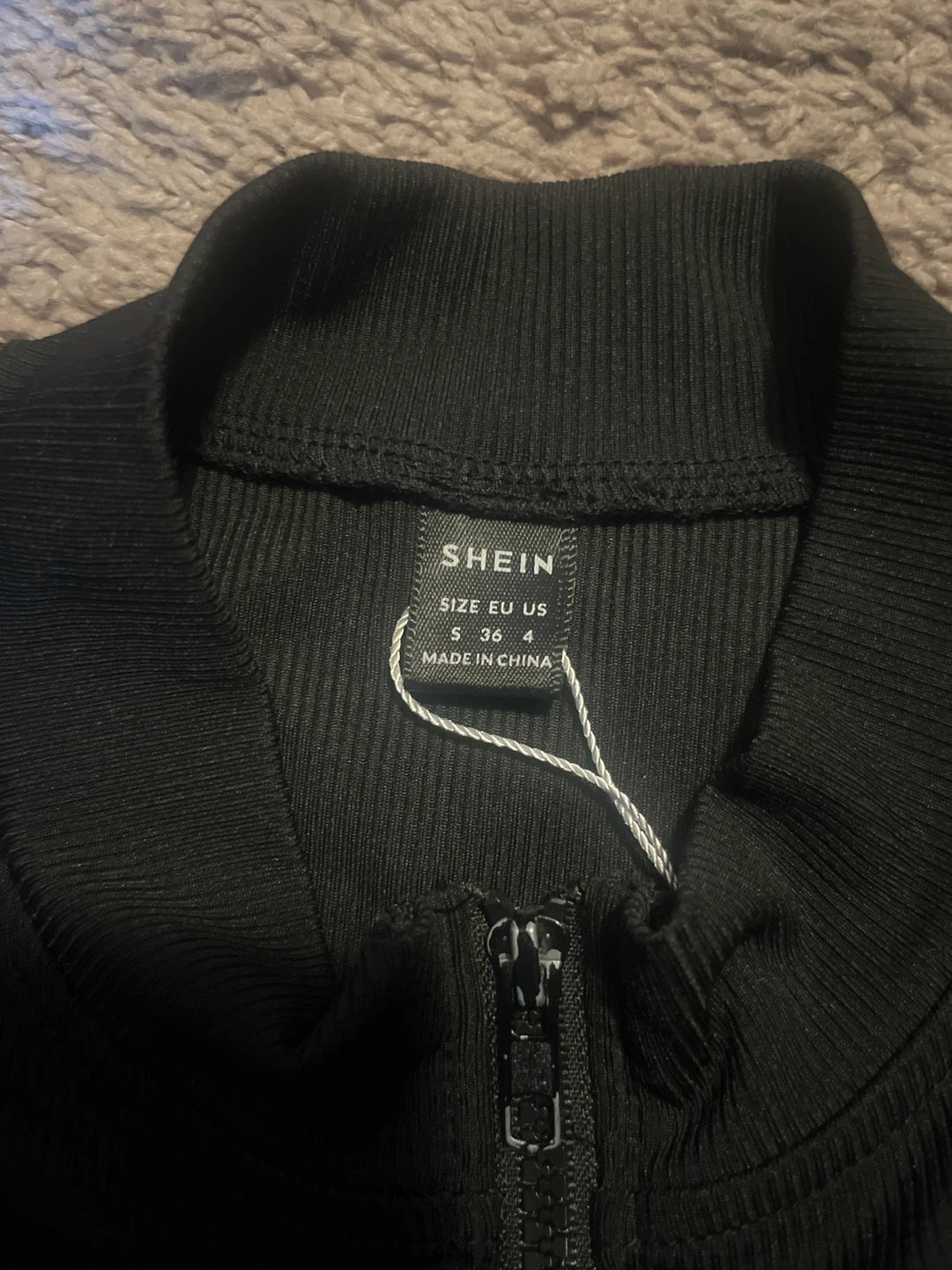 SHEIN Black Ribbed Zip-Up Jacket - photo 2