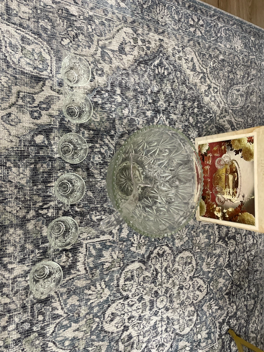 Glass Punch Bowl and Cups Set