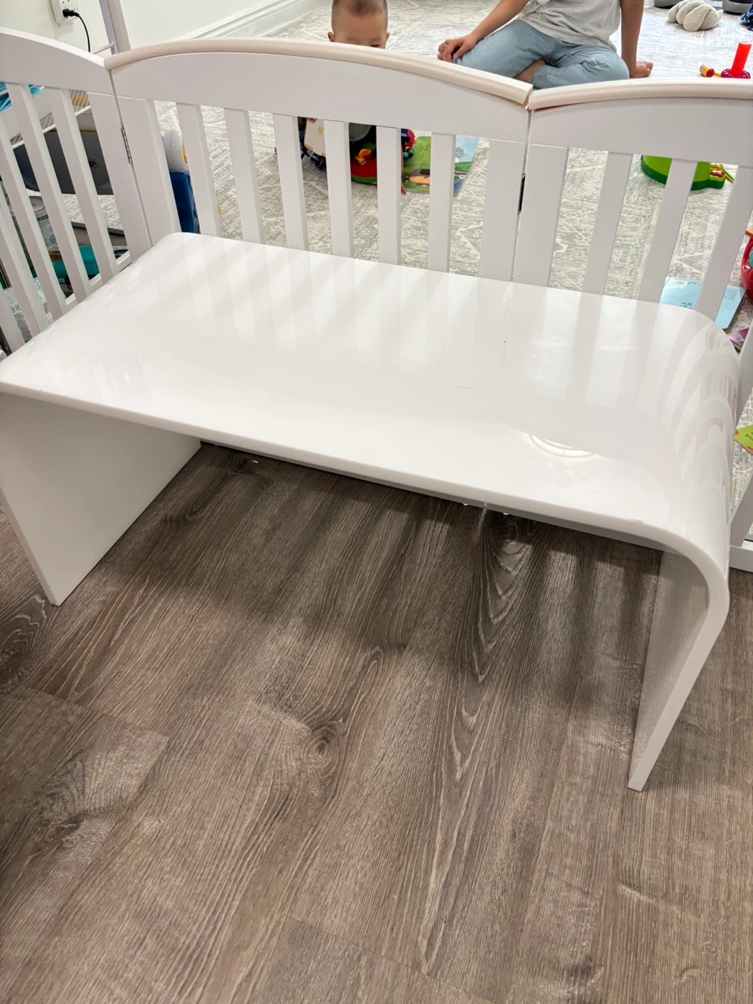 MESIAILUP 32 Inch Ceramic-Gloss White Waterfall Coffee Table - photo 3