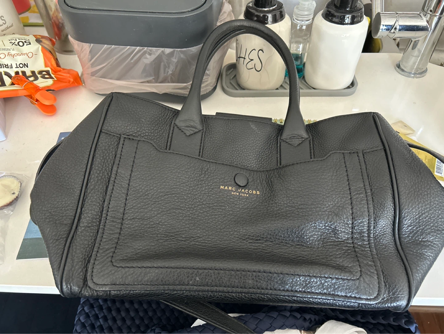Marc Jacobs Black Leather Tote Bag