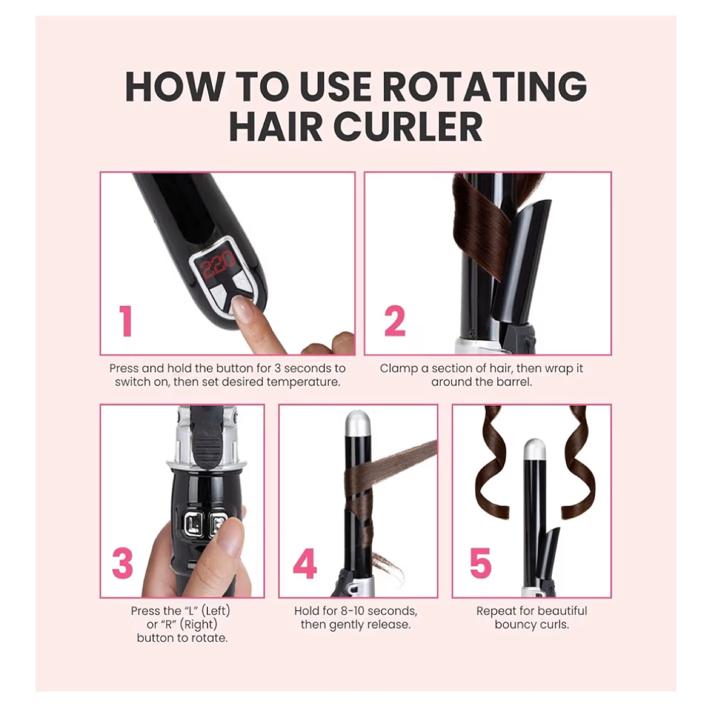 Automatic Hair Curler with Digital Temperature Display - photo 3