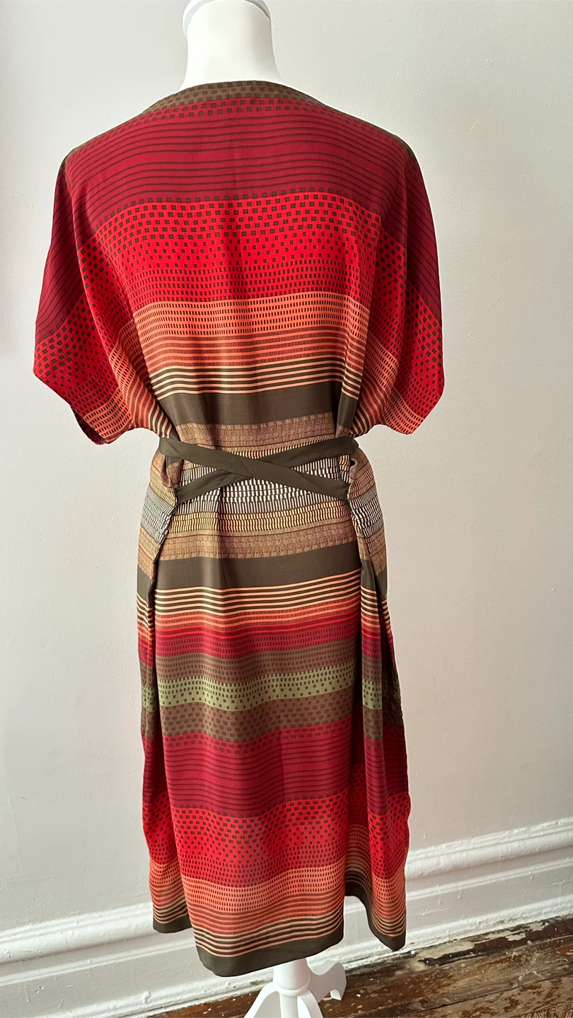 Monsoon Women's Silk Kaftan Dress Size M Red Geometric Print - photo 2