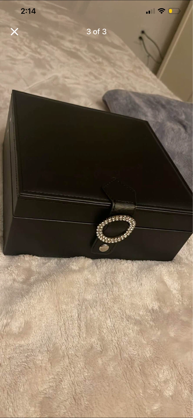 Black Faux Leather Jewelry Box with Mirror