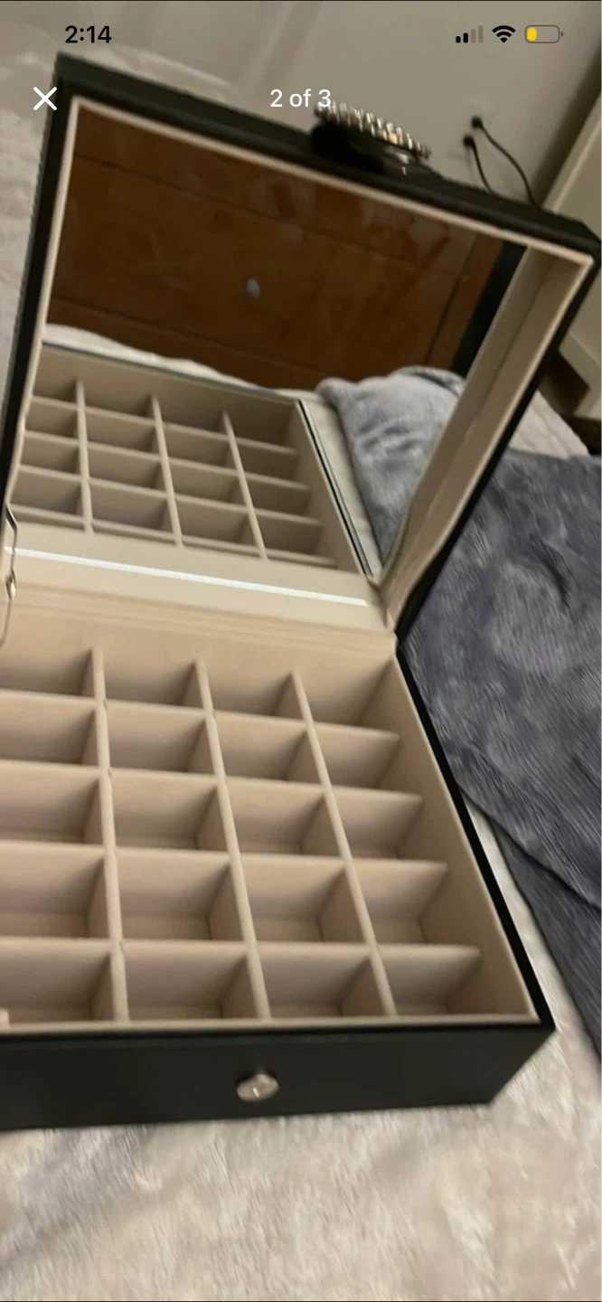 Black Faux Leather Jewelry Box with Mirror - photo 2