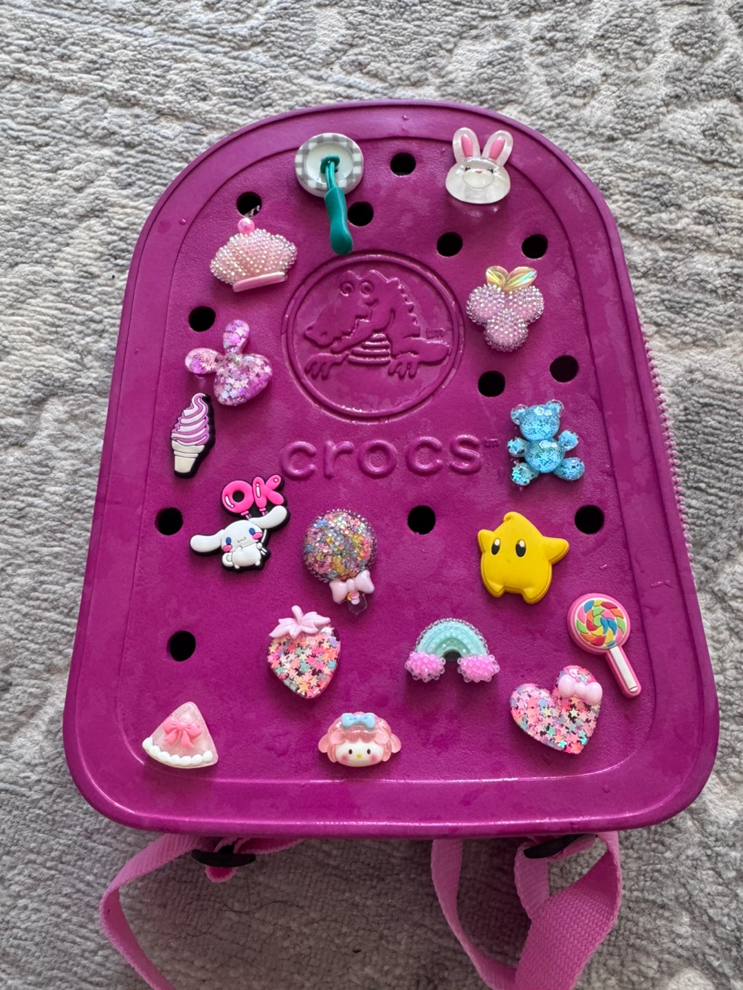 Crocs Purple Backpack with Charms & Hello Kitty Purse