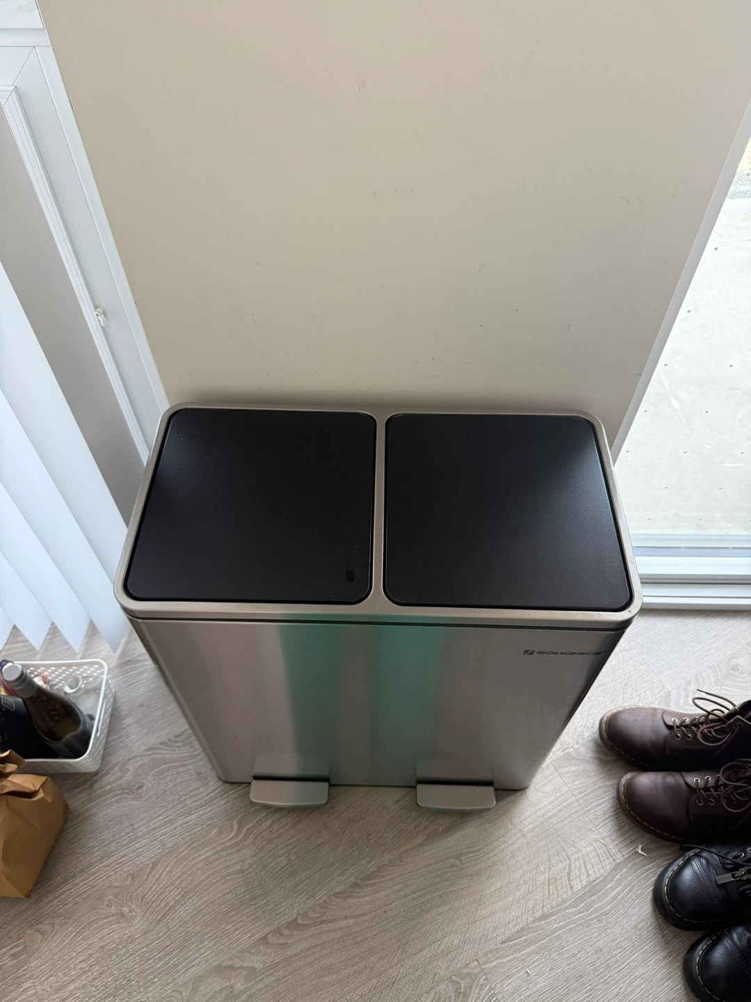 Songmics Stainless Steel Dual Compartment Trash Can