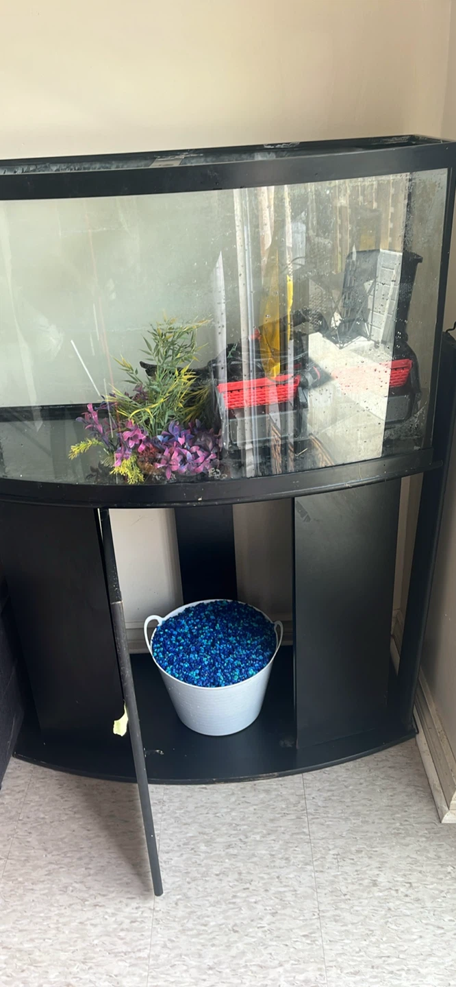 Black Bowfront Aquarium with Cabinet Stand