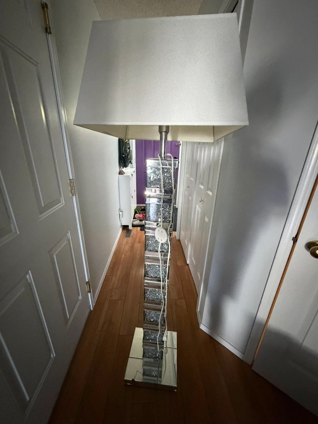 Memphis Glam Floor Lamp with Glass, Mirror, and Acrylic Crystals