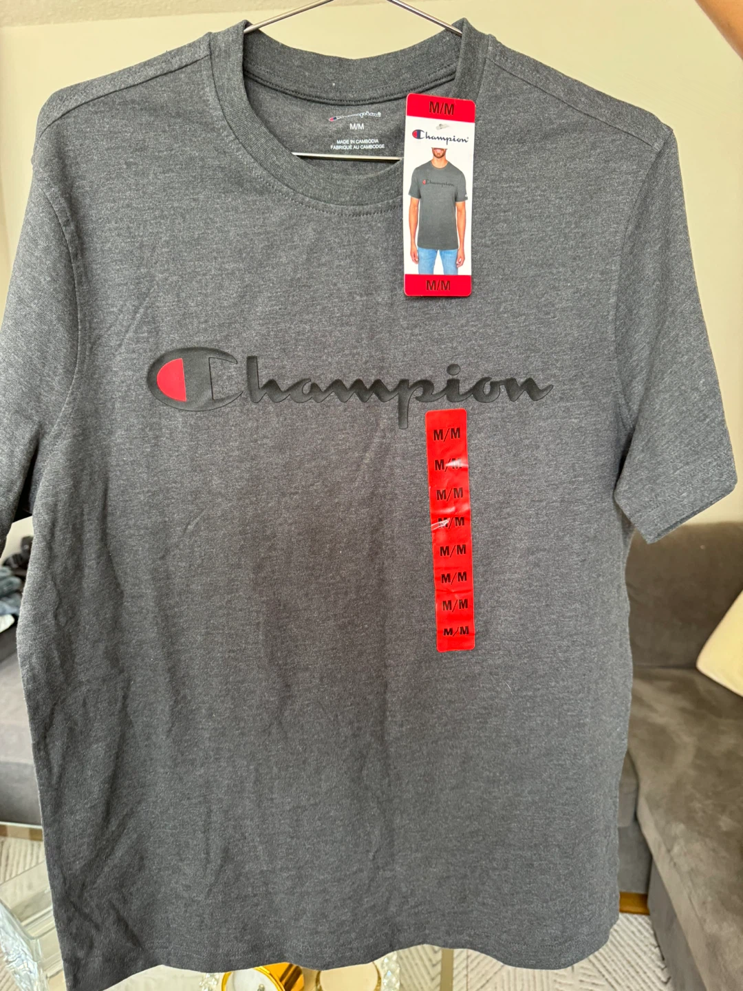Champion Men's Grey T-Shirt - Size M