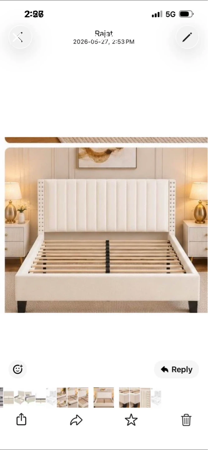New King Size Velvet Upholstered Bed Frame - photo 3