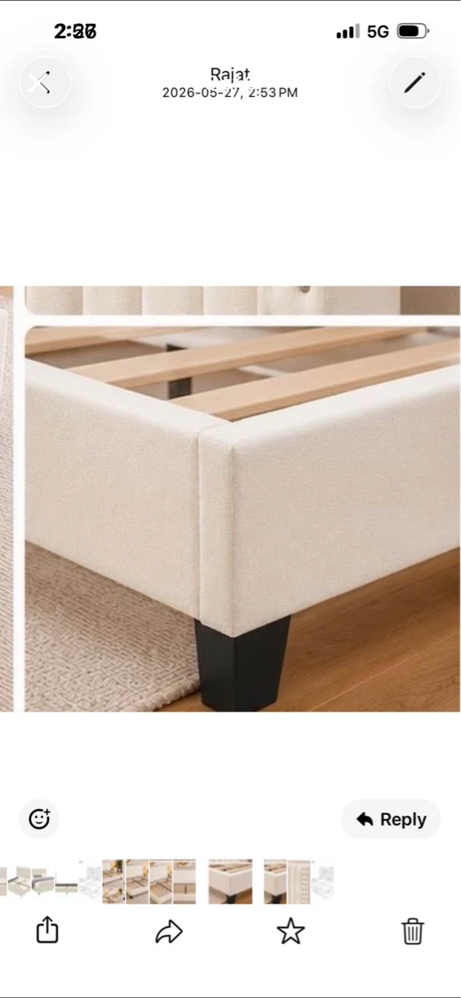 New King Size Velvet Upholstered Bed Frame - photo 5