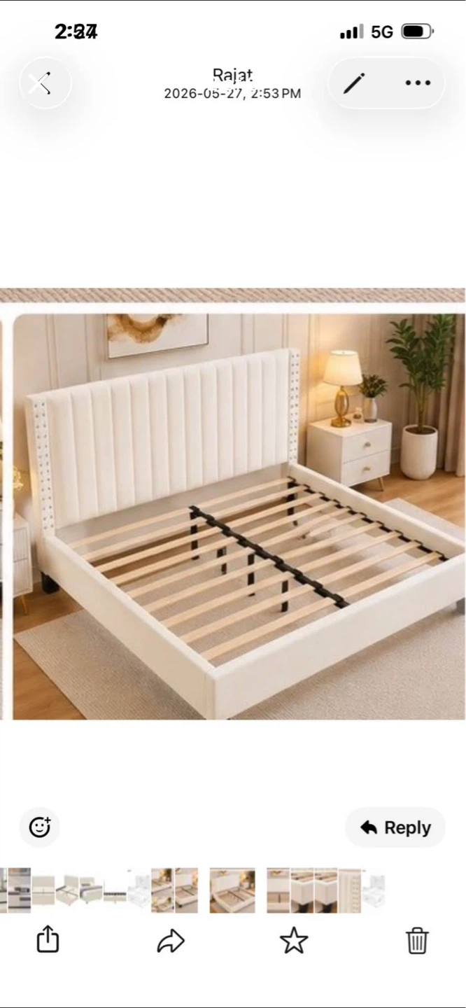 New King Size Velvet Upholstered Bed Frame - photo 2