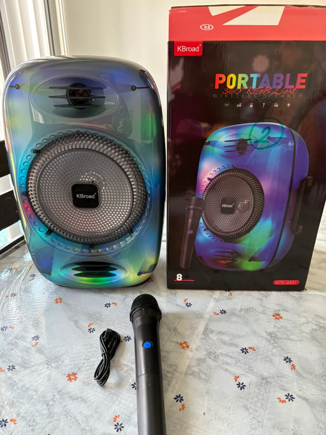 8-Inch Bluetooth Karaoke Speaker with Wireless Microphone