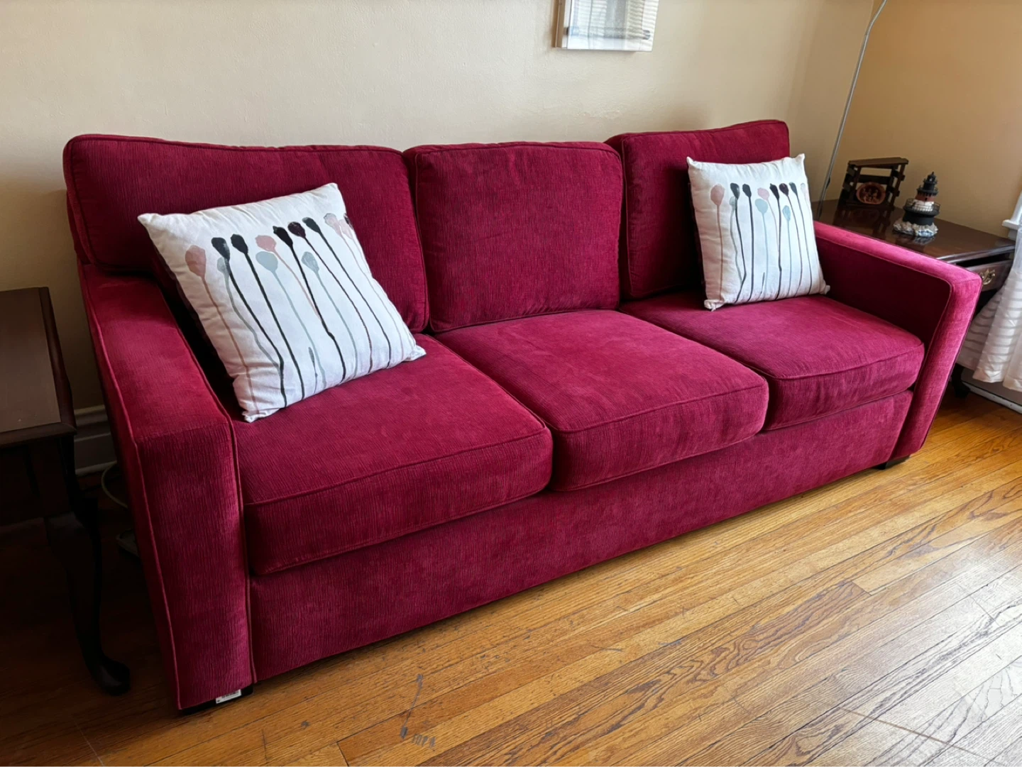 Red Corduroy Sofa Bed - photo 2