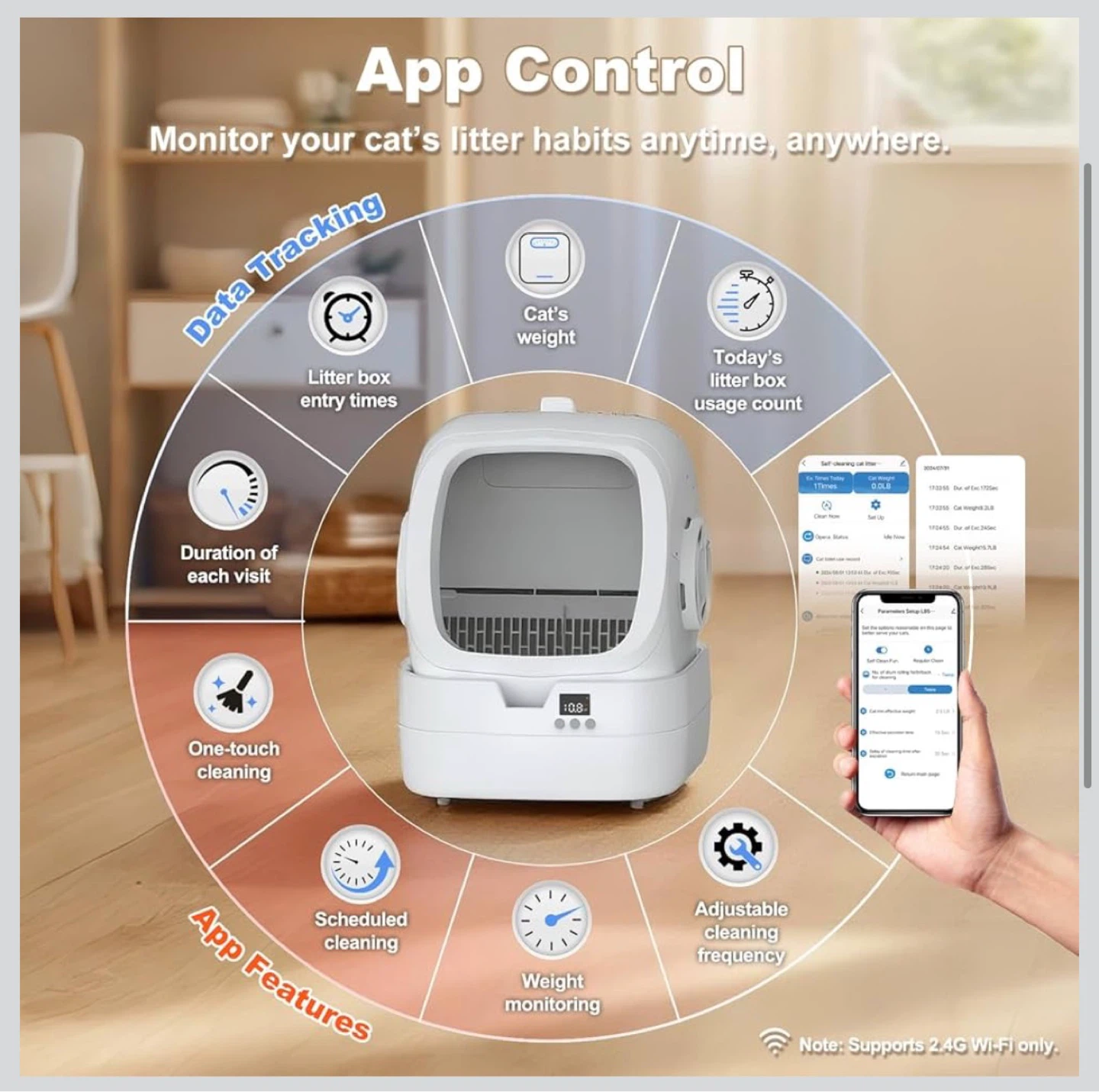 Mintakawa Self-Cleaning Cat Litter Box w/App Control Quiet - photo 3