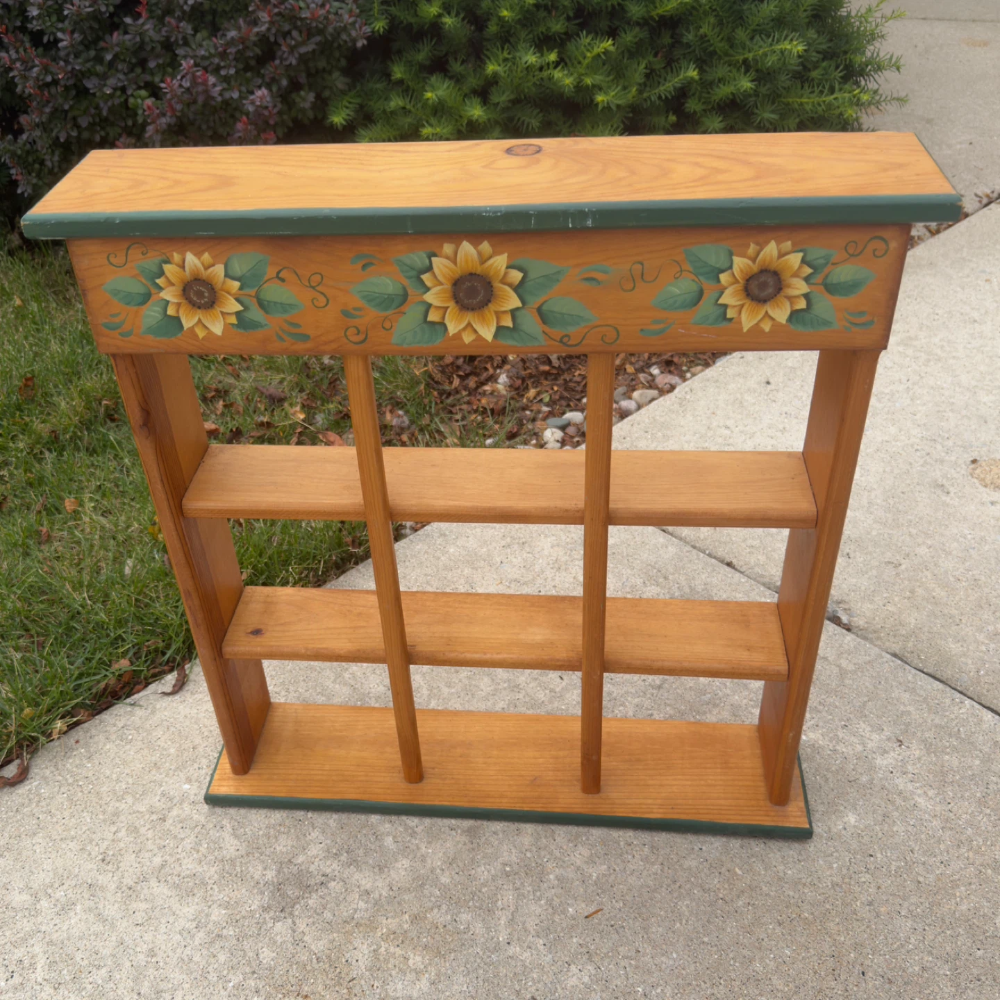 Wooden Shelf with Sunflower Design