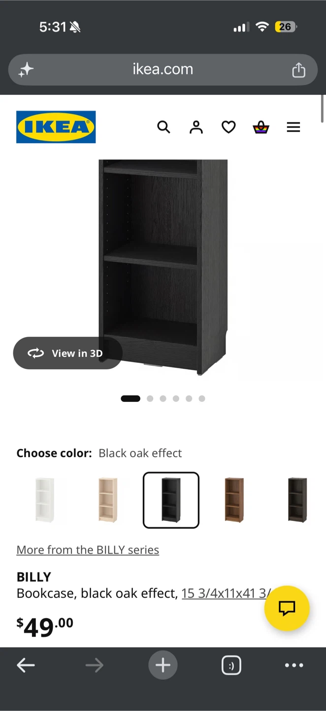 IKEA BILLY Bookcase - Black Oak Effect - photo 3