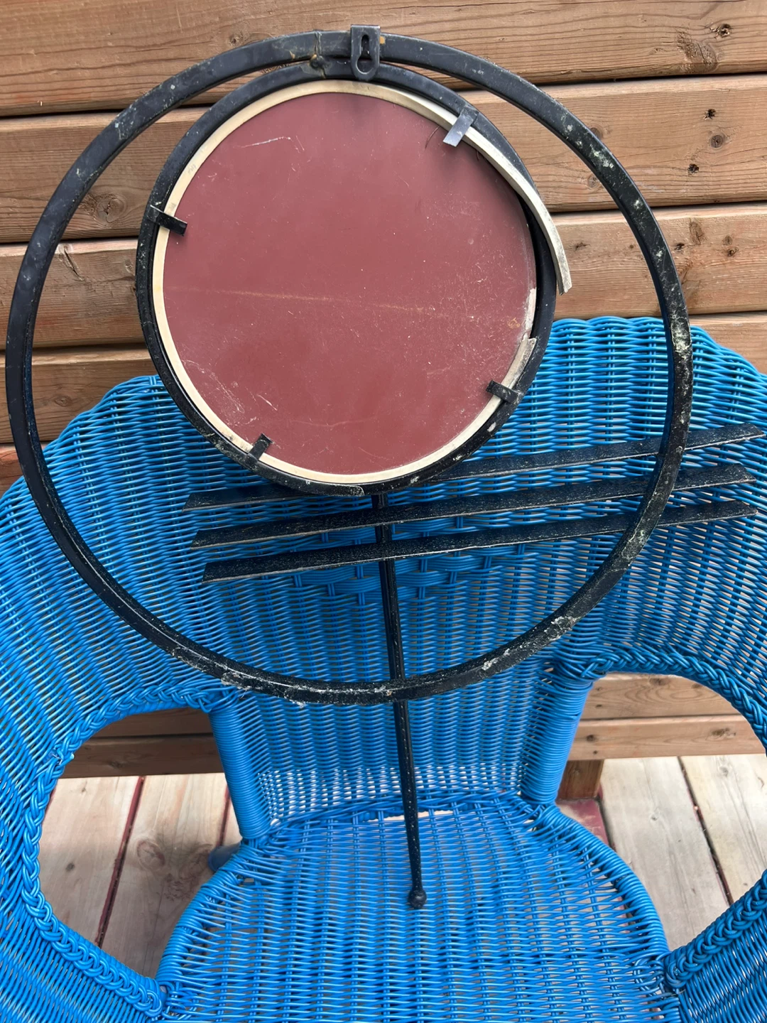 Outdoor Decorative Metal Wall Mirror with Solar Light Accent - photo 2