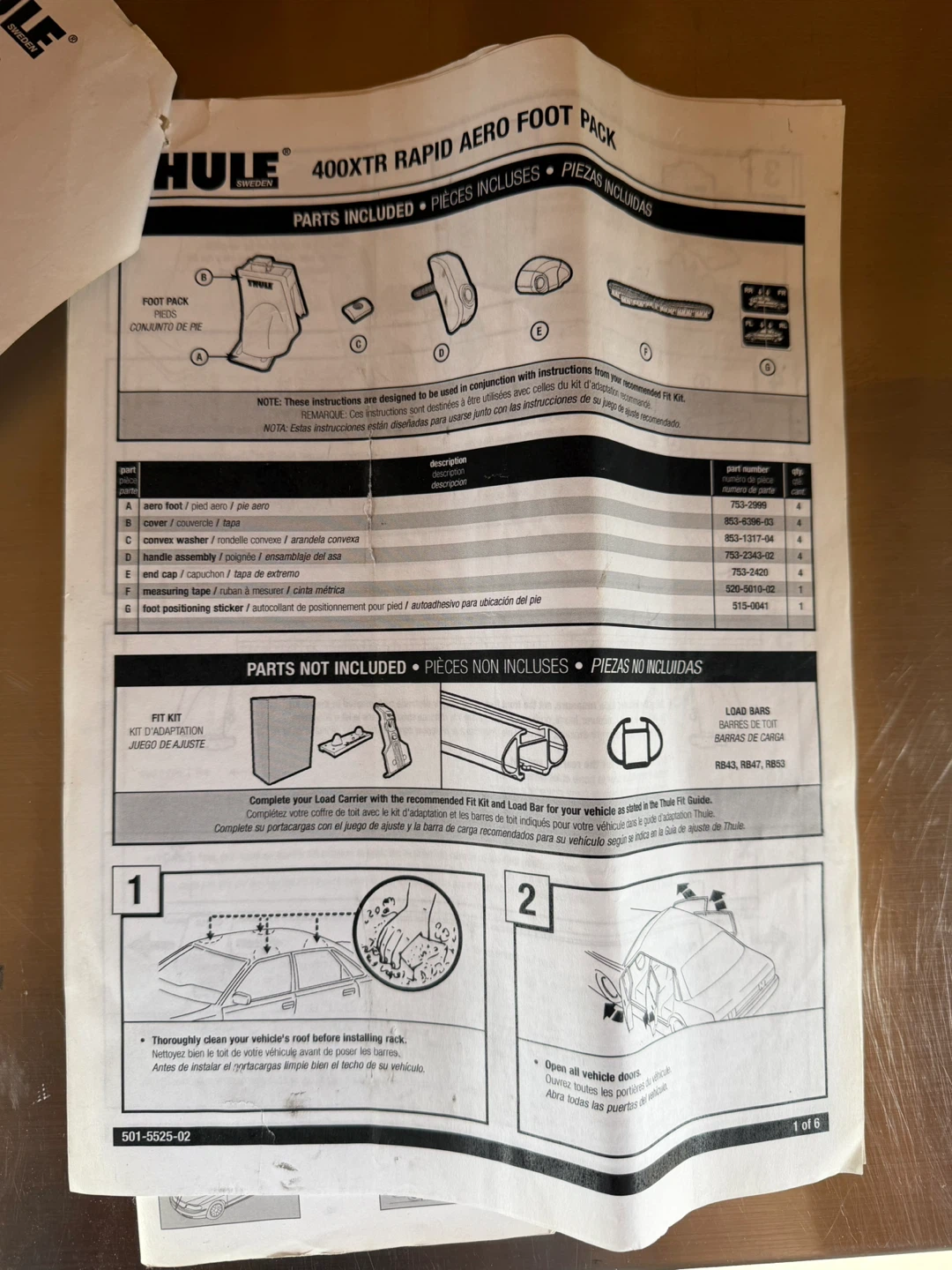 Thule 400XT "Rapid Aero" Foot Pack and Fit Kit 2101 - photo 3