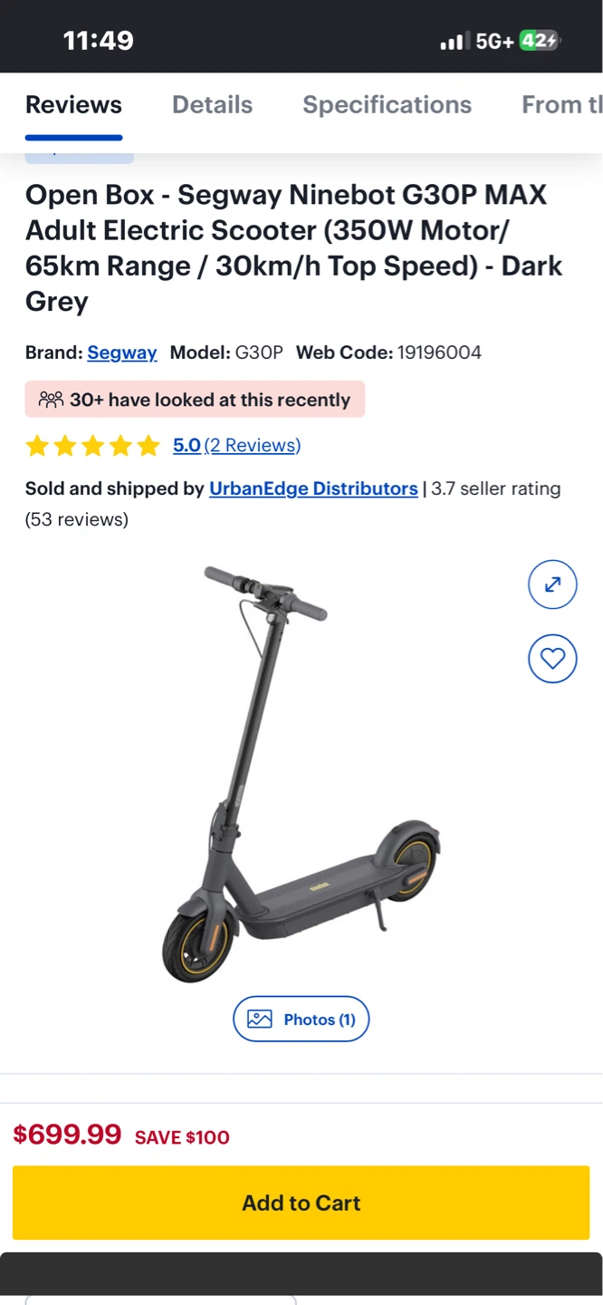 Segway Ninebot G30P Max Electric Scooter - photo 5