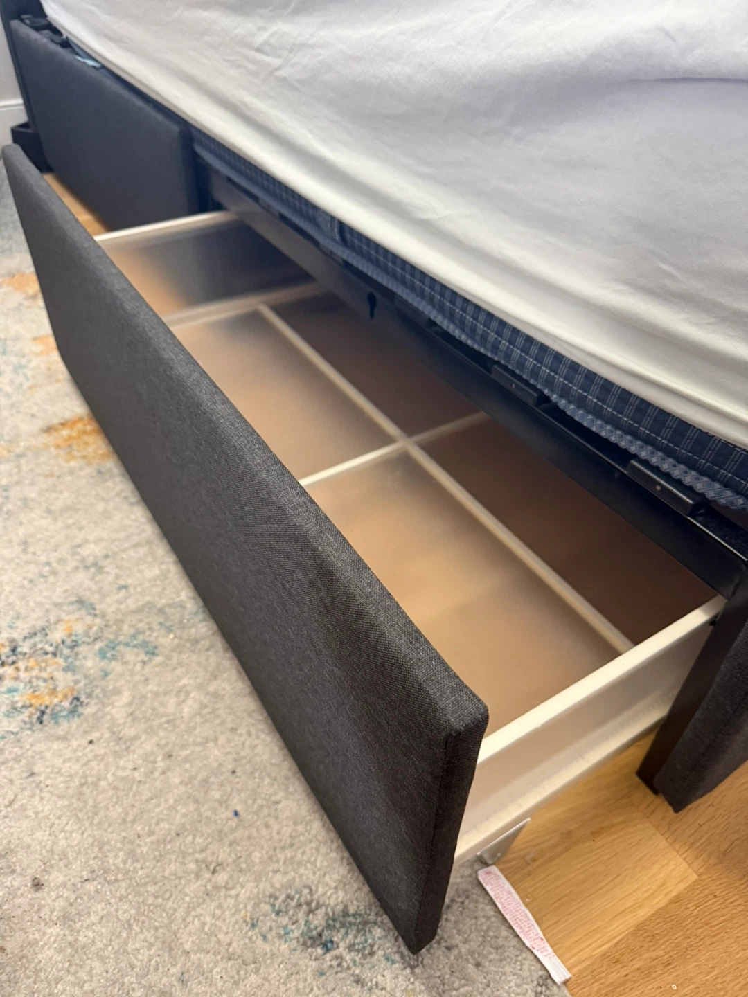Dark Gray Upholstered Bed Frame with Storage Drawers - photo 3